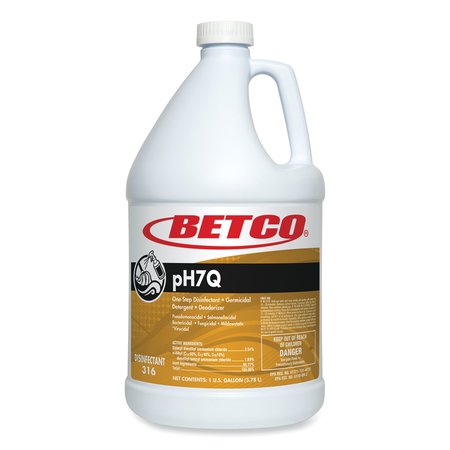 pH7Q Dual Neutral Disinfectant Cleaner, Lemon Scent, 1 gal Bottle, 4PK -  BETCO, 3160400